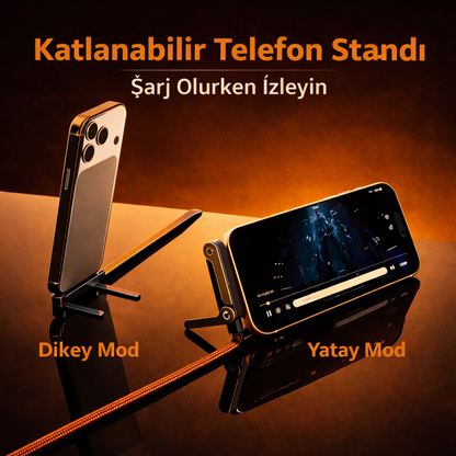 ZEEC™ 2 si 1 Arada Kendinden Standlı Android-İphone Hızlı Şarj Kablosu