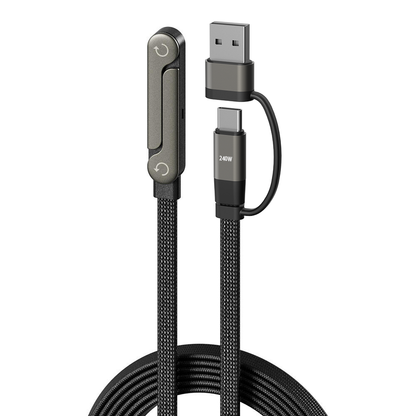 ZEEC™ 2 si 1 Arada Kendinden Standlı Android-İphone Hızlı Şarj Kablosu