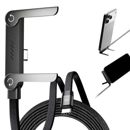 ZEEC™ 2 si 1 Arada Kendinden Standlı Android-İphone Hızlı Şarj Kablosu